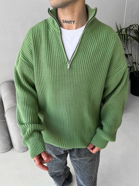 Мужской oversize свитер в зеленом цвете mr111 фото