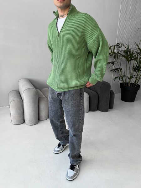 Мужской oversize свитер в зеленом цвете mr111 фото
