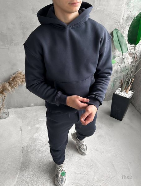Мужской oversize костюм худи+брюки в графитовом цвете fhs2 фото