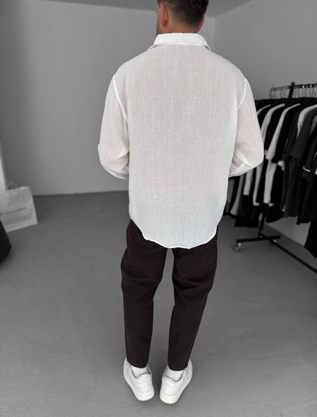 Мужская oversize рубашка в белом цвете rs903 фото