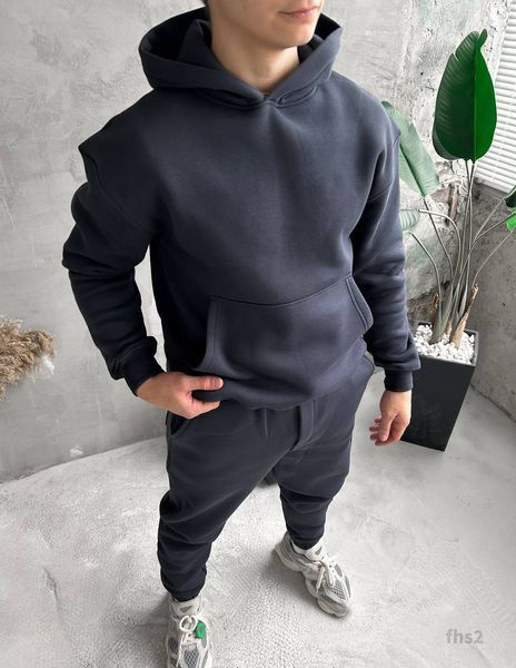 Мужской oversize костюм худи+брюки в графитовом цвете fhs2 фото