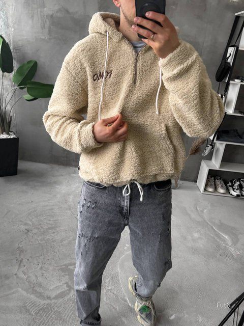 Чоловіче oversize худі у бежевому кольорі fut6n фото