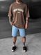 Мужская oversize футболка с принтом в коричневом цвете pm289 фото 5