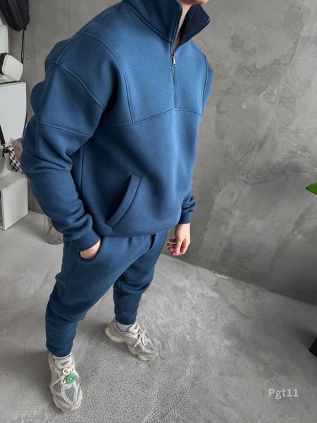 Мужской oversize костюм на флисе в синем цвете pgt11n фото