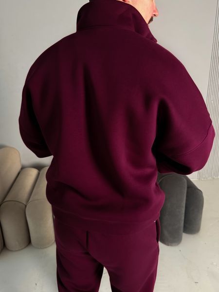 Мужской oversize костюм с принтом в бордовом цвете kos67 фото