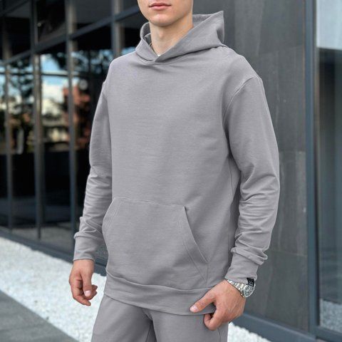 Мужское oversize худи в сером цвете blhu2745st фото