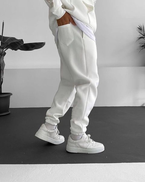 Мужские oversize спортивные брюки в белом цвете vz-sb204wht фото