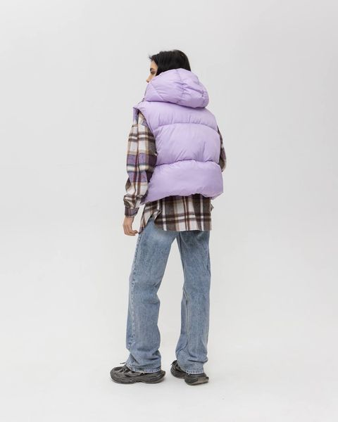 Женский oversize жилет с капюшоном в фиолетовом цвете zh4 фото