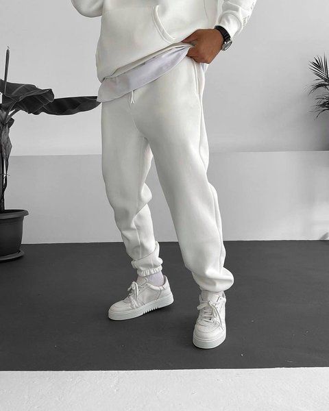 Мужские oversize спортивные брюки в белом цвете vz-sb204wht фото