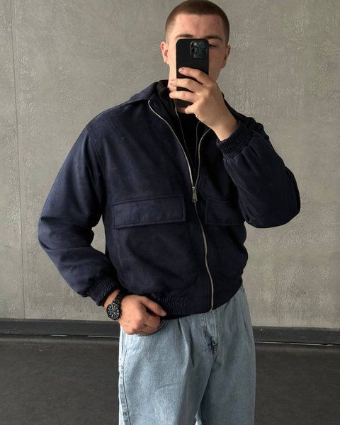 Чоловічий oversize бомбер у синьому кольорі zam_si2 фото