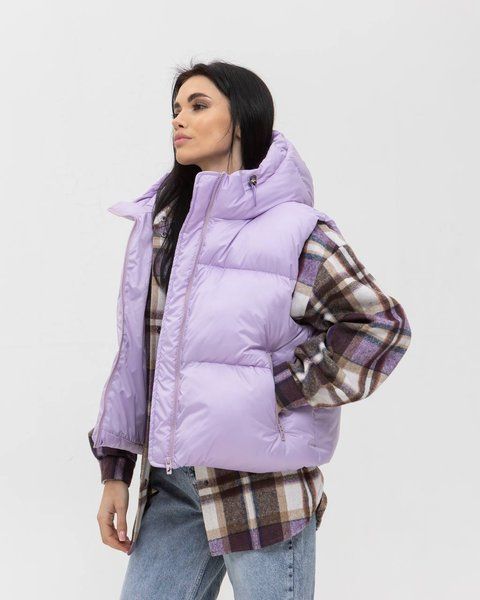 Жіноча oversize жилетка з капюшоном у фіолетовому кольорі zh4 фото