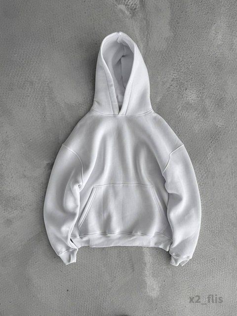 Чоловіче oversize худі на флісі у білому кольорі x2_flis фото
