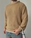 Мужской вязаный oversize свитер в бежевом цвете la157 фото 2