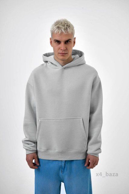 Чоловіче oversize худі у сірому кольорі x4_baza-Xs фото