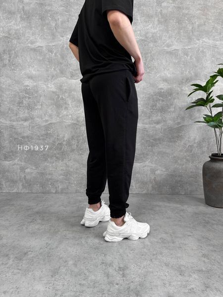 Мужские oversize спортивные брюки в черном цвете нф1937 фото