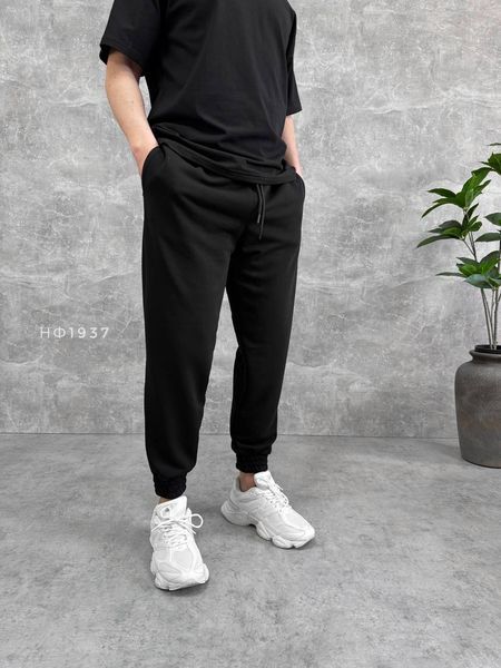 Мужские oversize спортивные брюки в черном цвете нф1937 фото