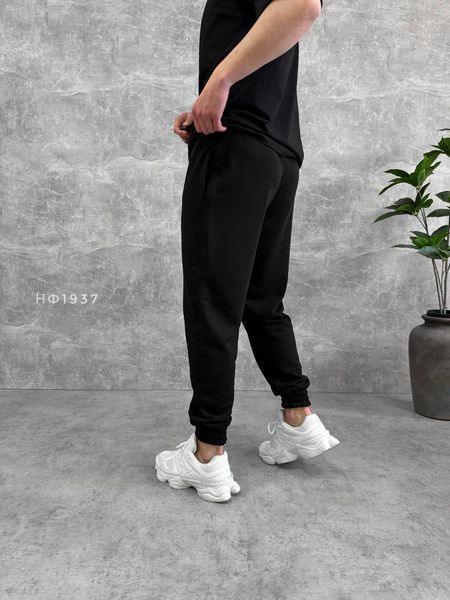 Мужские oversize спортивные брюки в черном цвете нф1937 фото