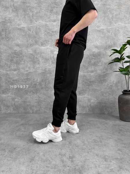Мужские oversize спортивные брюки в черном цвете нф1937 фото