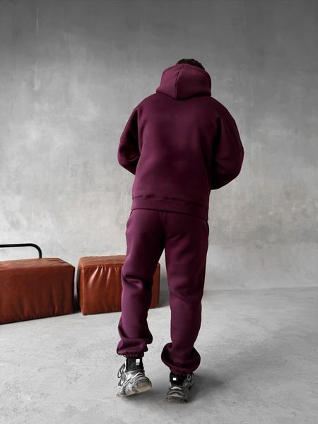 Мужской oversize спортивный костюм худи+брюки в бордовом цвете kos49 фото