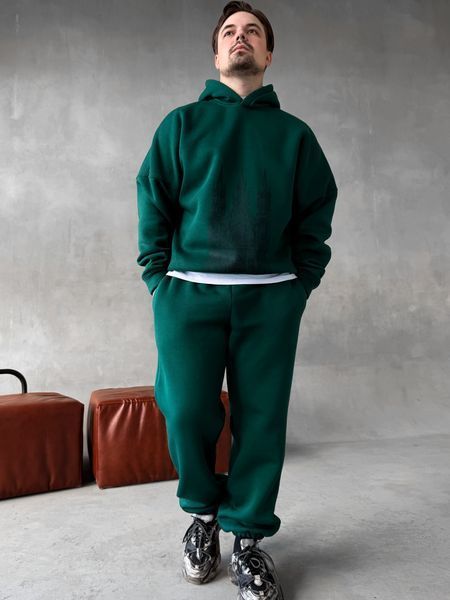 Чоловічий oversize спортивний костюм з принтом у зеленому кольорі kos30 фото