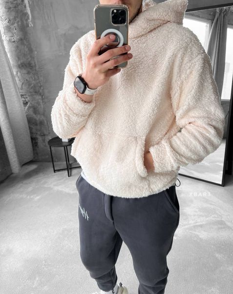 Чоловіче oversize худі у бежевому кольорі xbar3 фото