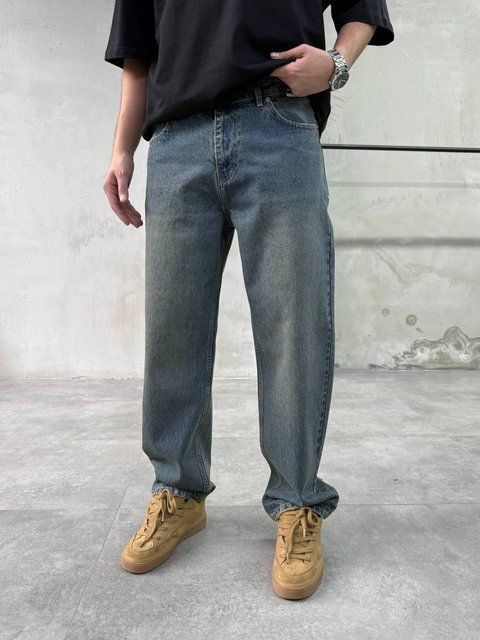 Мужские широкие джинсы Baggy в темно-синем цвете 3108tt фото