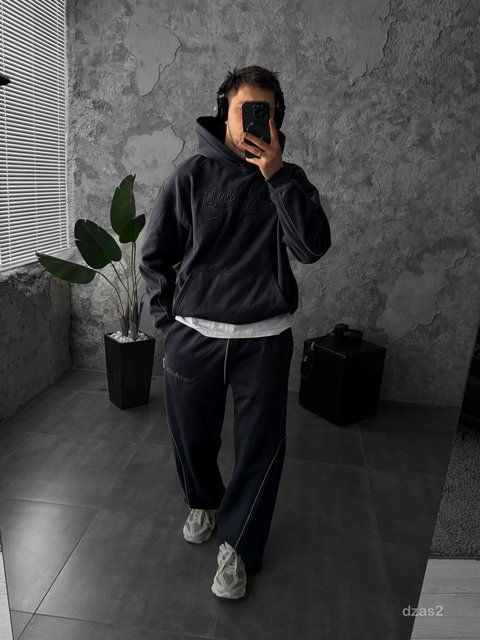 Мужской oversize спортивный костюм в графитовом цвете dzas2n фото