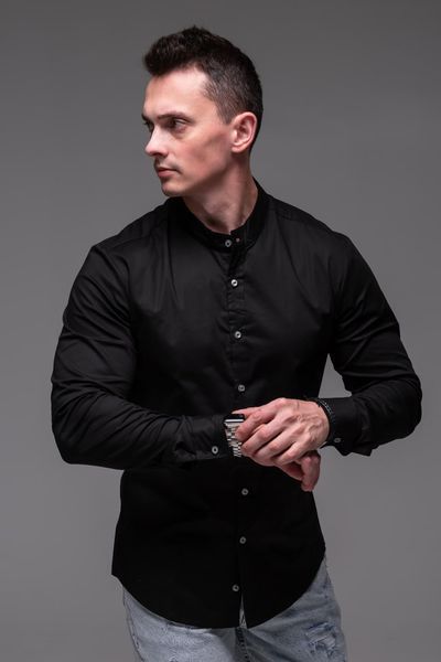 Чоловіча класична сорочка у чорному кольорі 2391bl фото