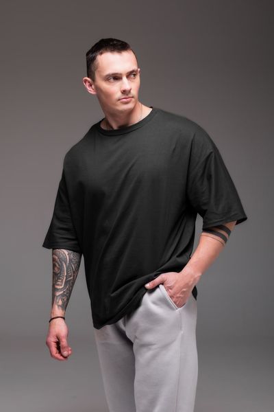 Мужская oversize футболка в черном цвете 2387bl фото