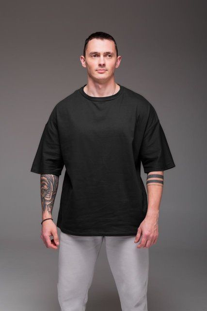 Мужская oversize футболка в черном цвете 2387bl фото