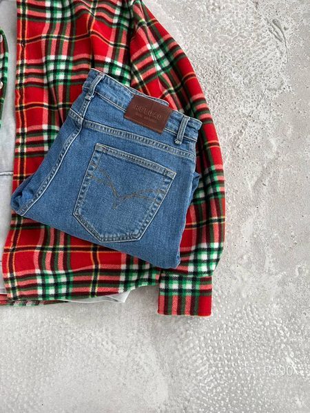 Мужская oversize рубашка в красном цвете r190 фото