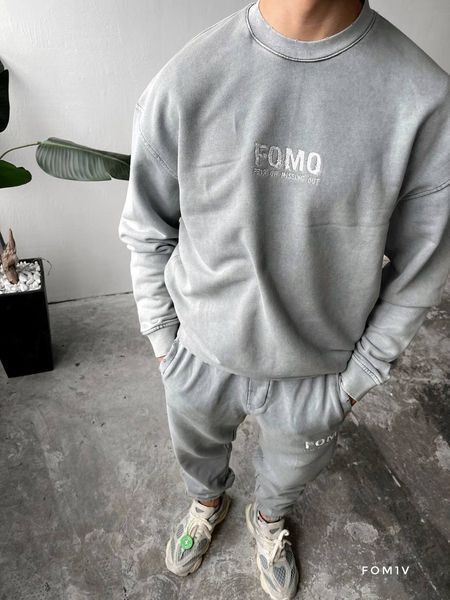 Мужской oversize костюм свитшот+брюки в светло-сером цвете fom1v фото