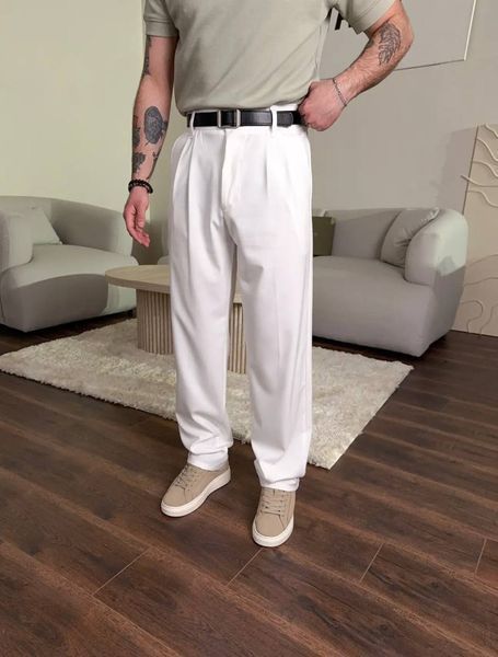 Мужские брюки Baggy в белом цвете bp1150-S фото