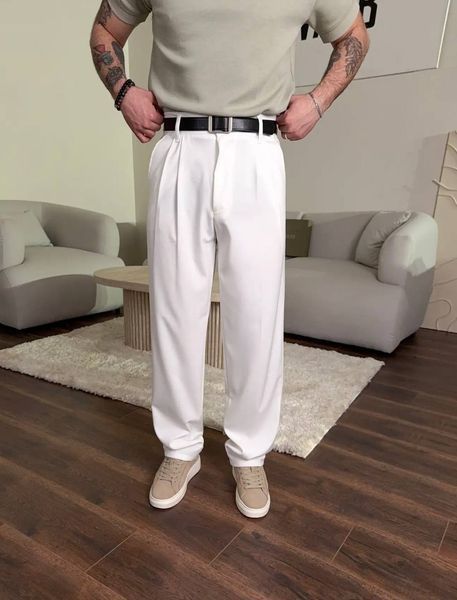 Мужские брюки Baggy в белом цвете bp1150-S фото