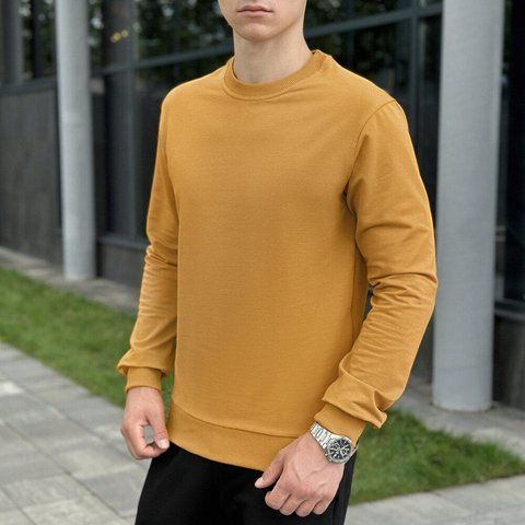 Базовий чоловічий світшот у жовтому кольорі blss2757ye фото