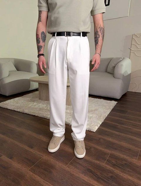 Мужские брюки Baggy в белом цвете bp1150-S фото