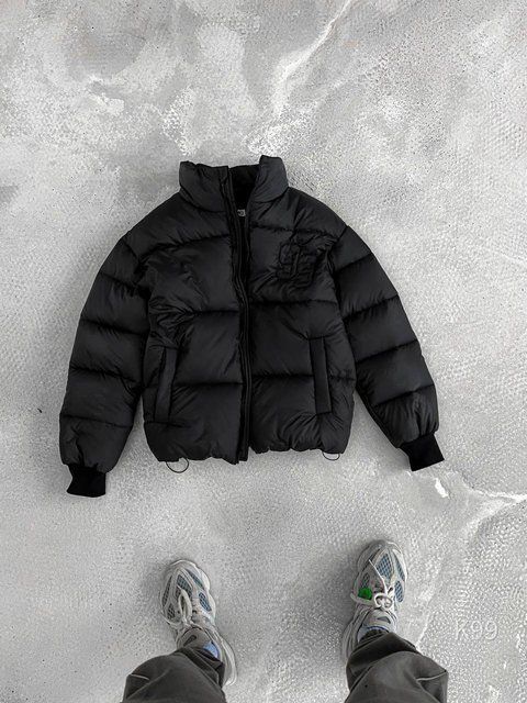 Чоловіча oversize куртка у чорному кольорі k99 фото