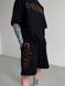 Мужской oversize комплект футболка+шорты с надписью в черном цвете hp327-S фото 10