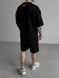 Мужской oversize комплект футболка+шорты с надписью в черном цвете hp327-S фото 7