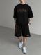 Мужской oversize комплект футболка+шорты с надписью в черном цвете hp327-S фото 3