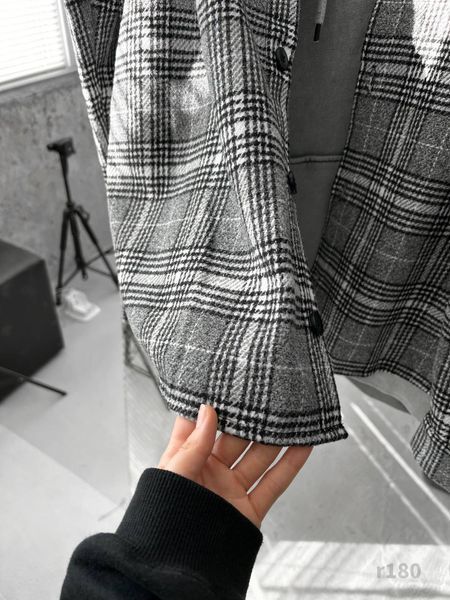 Мужская байковая рубашка оверсайз в сером цвете r180 фото