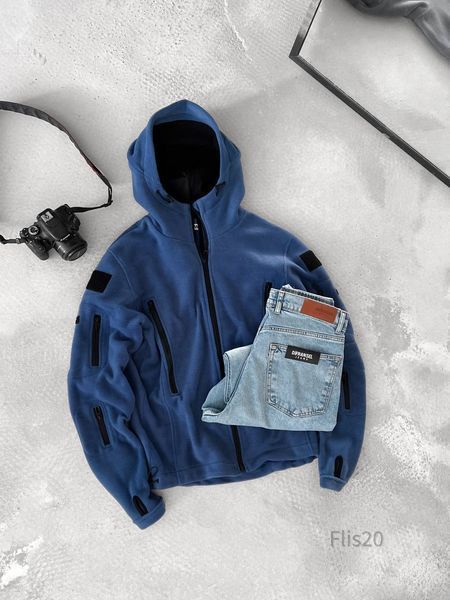 Мужская флисовая oversize кофта в синем цвете flis20 фото