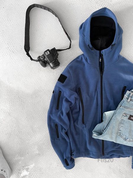 Мужская флисовая oversize кофта в синем цвете flis20 фото
