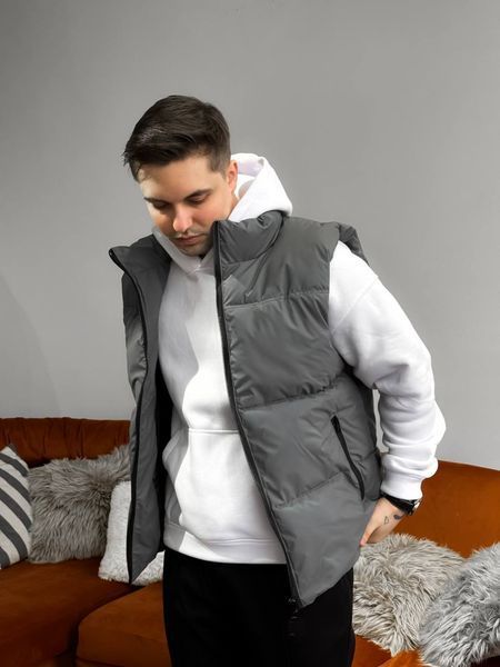 Чоловіча oversize жилетка у сірому кольорі jl11 фото