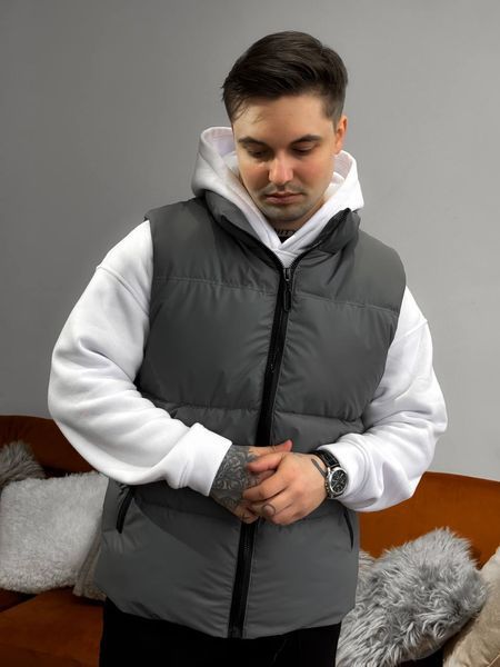 Чоловіча oversize жилетка у сірому кольорі jl11 фото