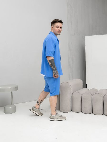 Чоловічий комплект сорочка+шорти у блакитному кольорі sa12-S фото