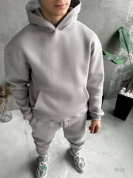 Мужской oversize костюм худи+брюки в сером цвете fhs3 фото