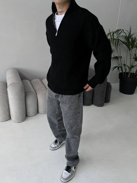 Мужской oversize свитер в черном цвете mr110 фото