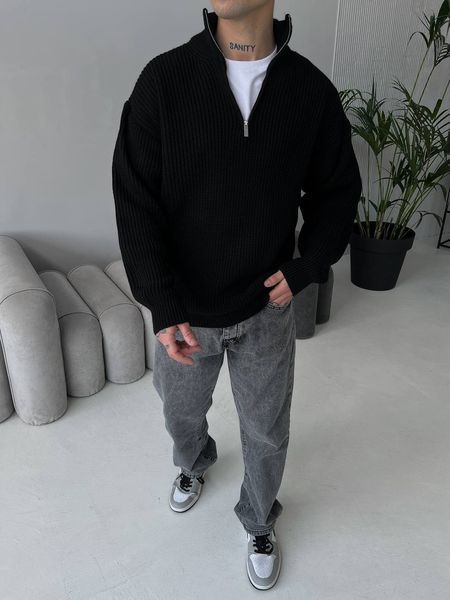 Мужской oversize свитер в черном цвете mr110 фото