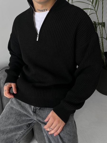 Мужской oversize свитер в черном цвете mr110 фото